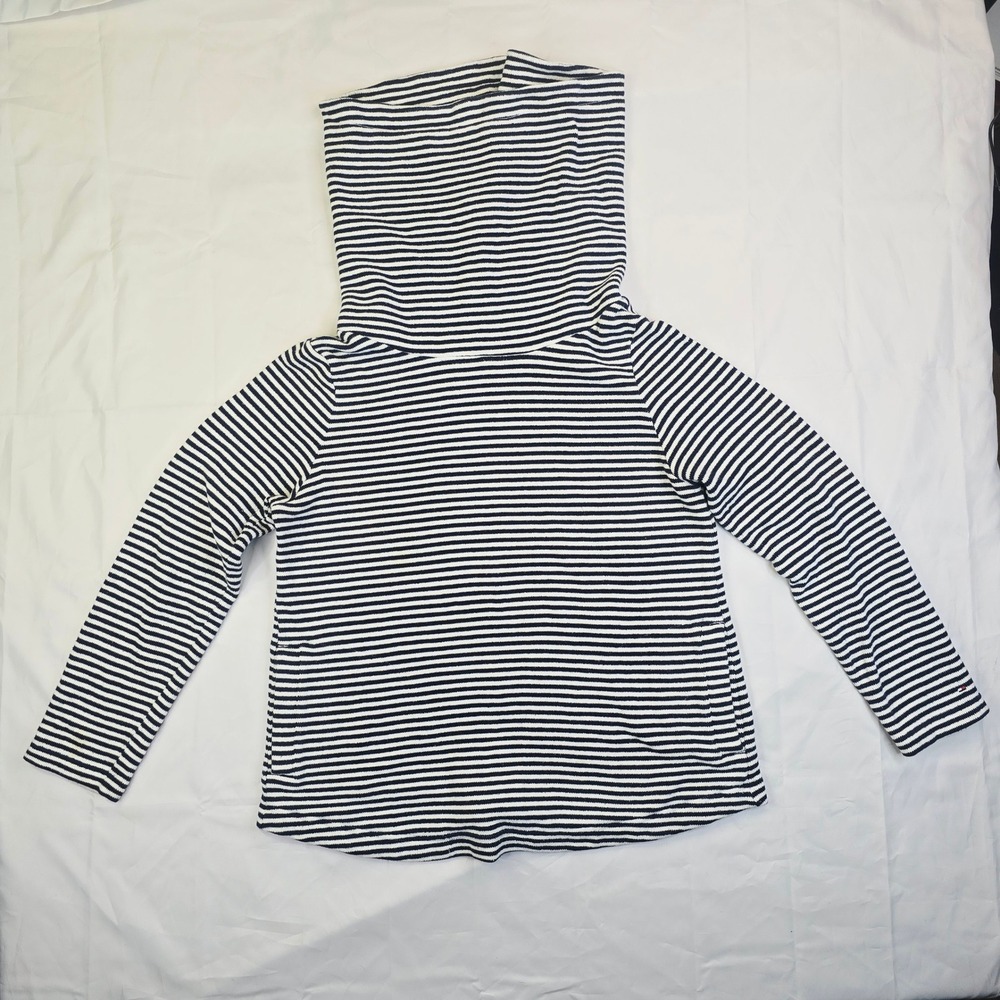 Tommy Hilfiger Women's Cowl Neck Pullover Size XL Navy White Striped Pockets Z26
